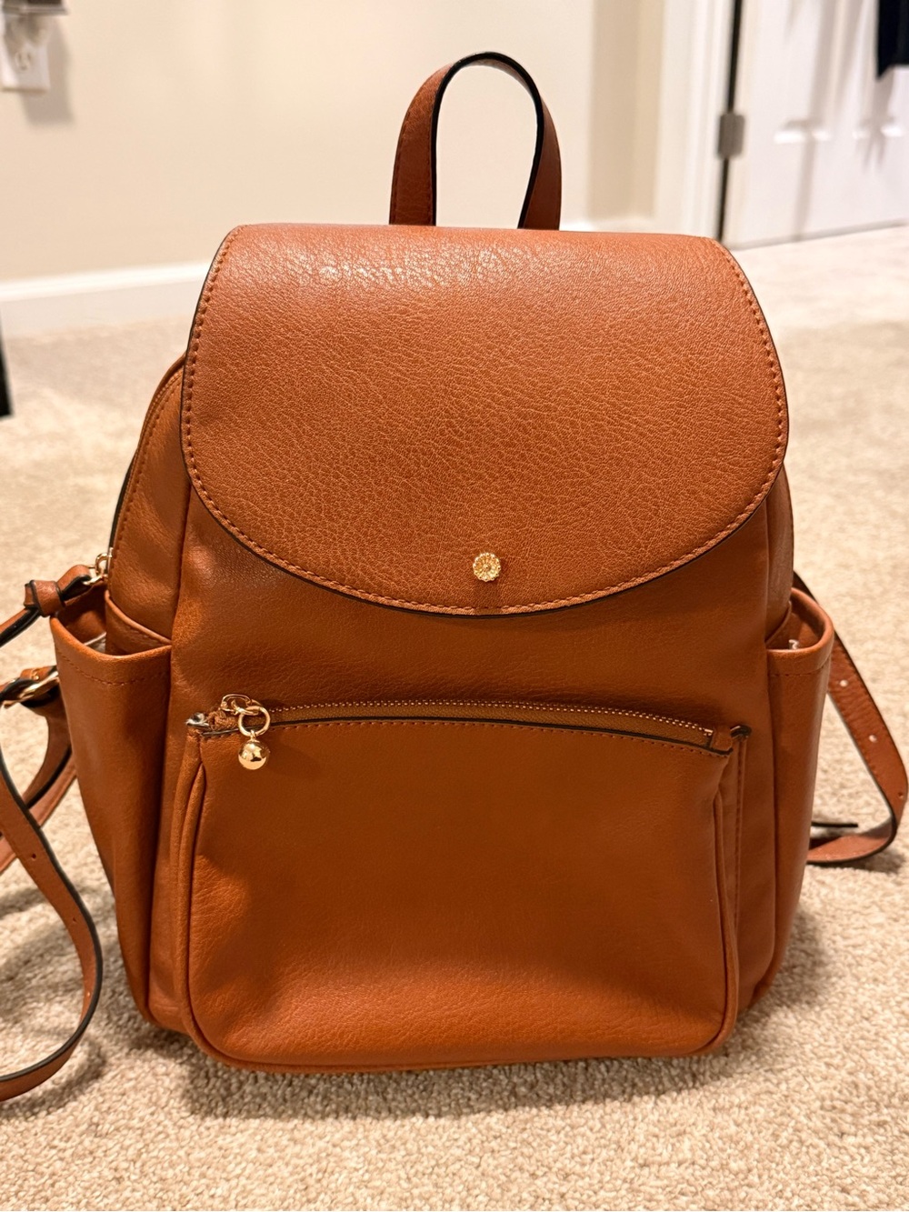 LC Lauren Conrad Cognac Faux Leather Backpack